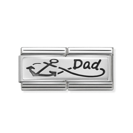Maillon Nomination classic double Plaque lisse Argent Dad