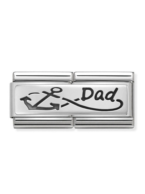 Maillon Nomination classic double Plaque lisse Argent Dad