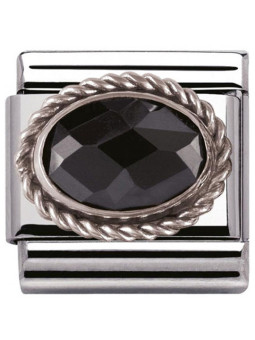 Maillon Nomination classic pierre facetée noire