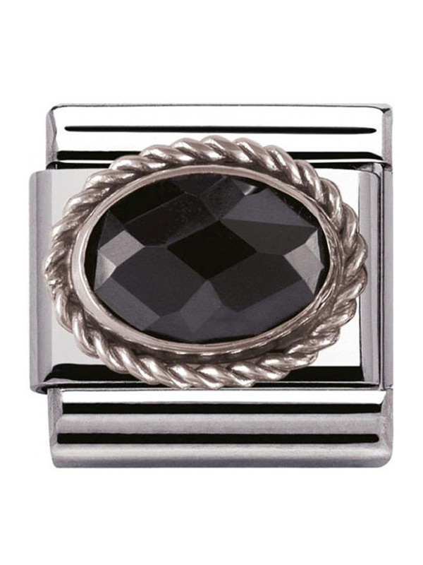 Maillon Nomination classic pierre facetée noire