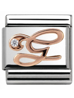 Maillon Nomination classic Lettre G en Or rose et pierre