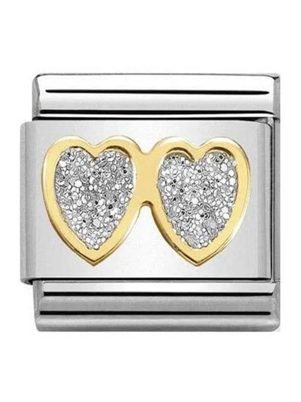 Maillon Nomination classic lunettes coeur glitter et Or