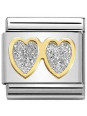 Maillon Nomination classic lunettes coeur glitter et Or