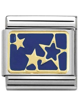 Maillon Nomination classic étoiles bleues en or