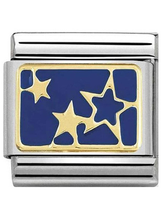 Maillon Nomination classic étoiles bleues en or