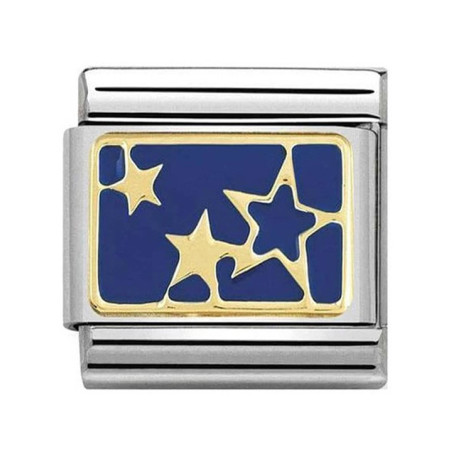 Maillon Nomination classic étoiles bleues en or