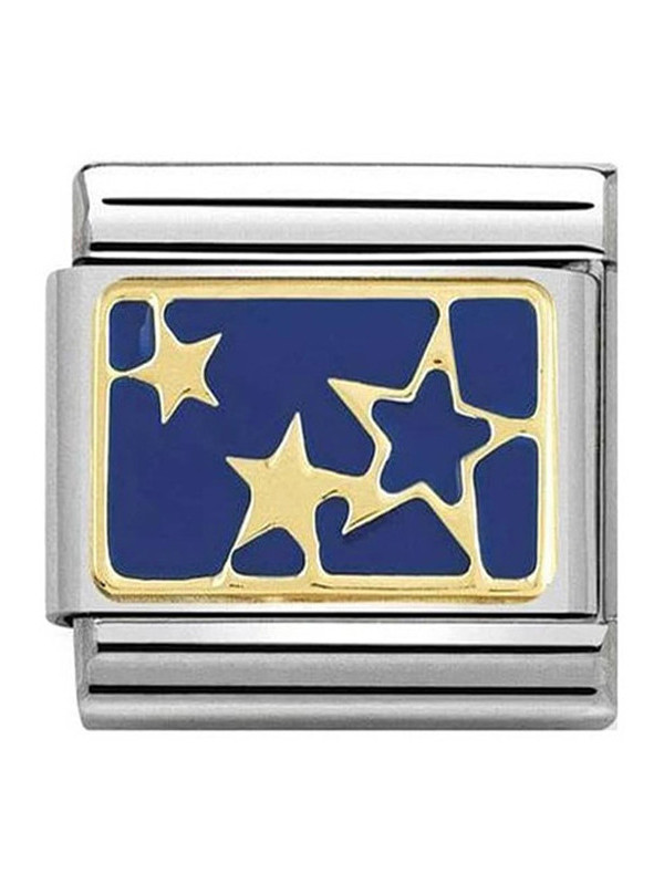Maillon Nomination classic étoiles bleues en or