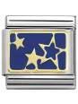 Maillon Nomination classic étoiles bleues en or