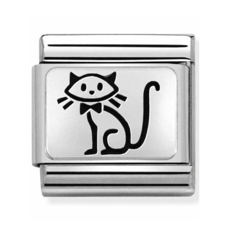 Maillon Nomination classic Animal Chat en Argent