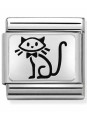Maillon Nomination classic Animal Chat en Argent