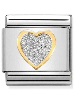 Maillon Nomination classic coeur glitter et Or