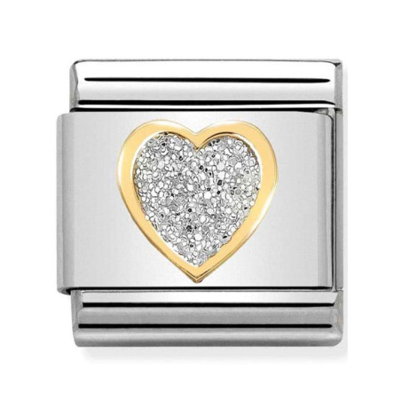 Maillon Nomination classic coeur glitter et Or