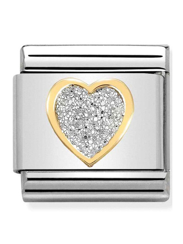 Maillon Nomination classic coeur glitter et Or