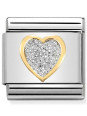 Maillon Nomination classic coeur glitter et Or