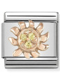 Maillon Nomination classic symbole du Soleil en Or rose et Pierres jaunes