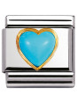 Maillon Nomination classic coeur bombé en turquoise