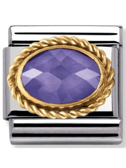 Maillon Nomination classic pierre facetée blanche en Or jaune