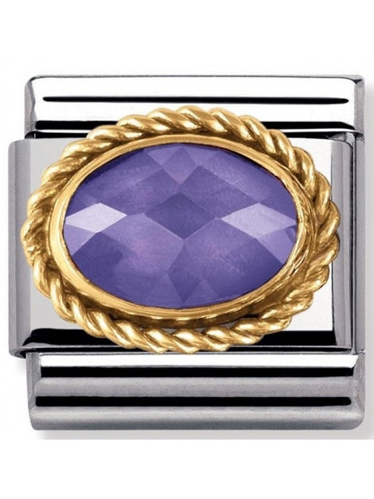 Maillon Nomination classic pierre facetée blanche en Or jaune