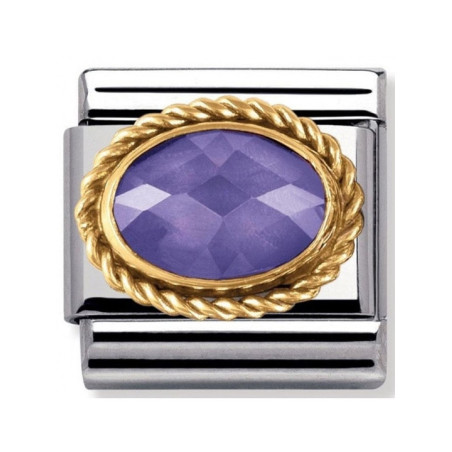 Maillon Nomination classic pierre facetée blanche en Or jaune