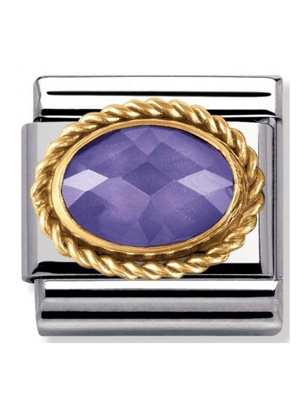 Maillon Nomination classic pierre facetée blanche en Or jaune