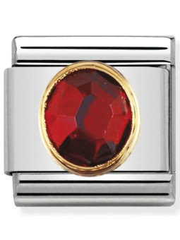 Maillon Nomination classic pierre rouge ronde sur fond en Or