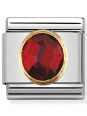 Maillon Nomination classic pierre rouge ronde sur fond en Or