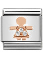 Maillon Nomination classic relief petite fille en Or rose et pierres