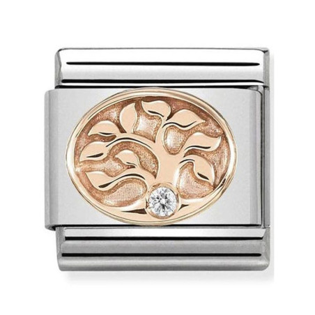 Maillon Nomination classic arbre de vie et oxyde Or rose