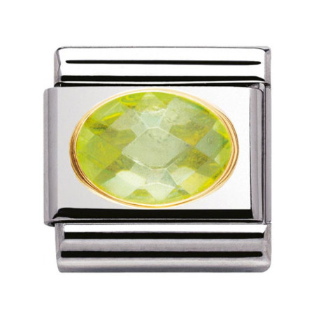 Maillon Nomination classic pierre verte facetée