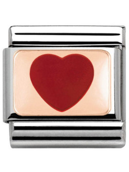 Maillon Nomination classic coeur rouge Or rose