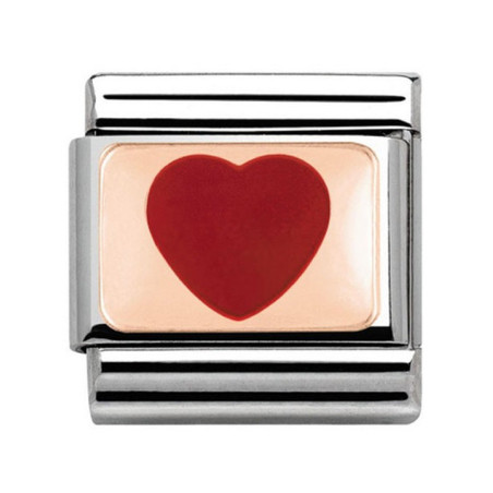 Maillon Nomination classic coeur rouge Or rose
