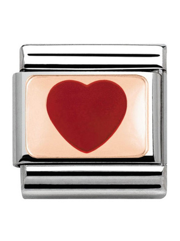 Maillon Nomination classic coeur rouge Or rose