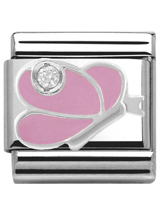 Maillon Nomination classic papillon rose en Argent