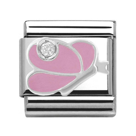 Maillon Nomination classic papillon rose en Argent