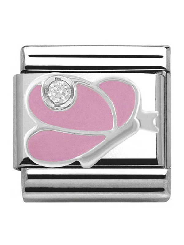 Maillon Nomination classic papillon rose en Argent
