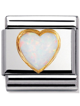 Maillon Nomination classic coeur bombé blanc