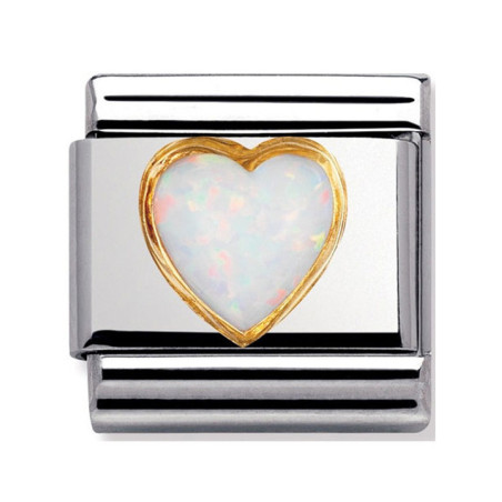 Maillon Nomination classic coeur bombé blanc