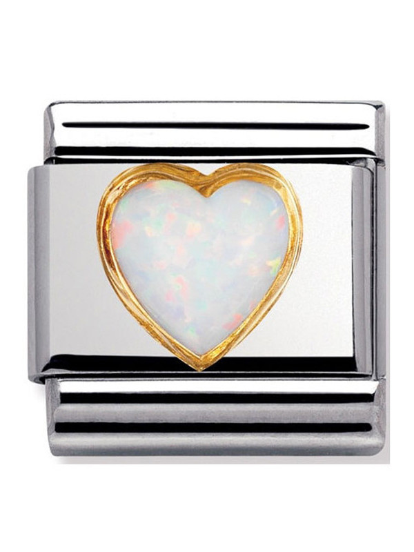 Maillon Nomination classic coeur bombé blanc