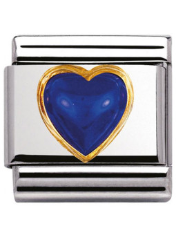 Maillon Nomination classic coeur bombé en Lapis Lazuli