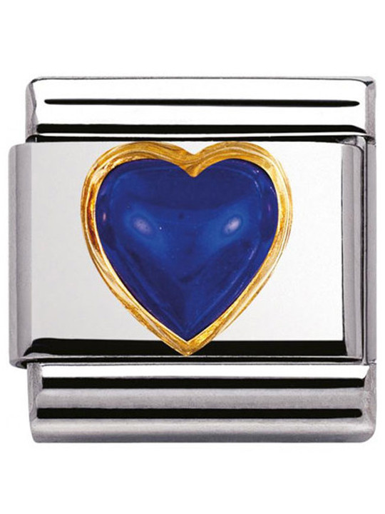 Maillon Nomination classic coeur bombé en Lapis Lazuli