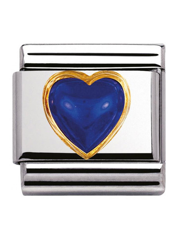 Maillon Nomination classic coeur bombé en Lapis Lazuli