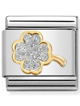 Maillon Nomination classic trèfle glitter et Or