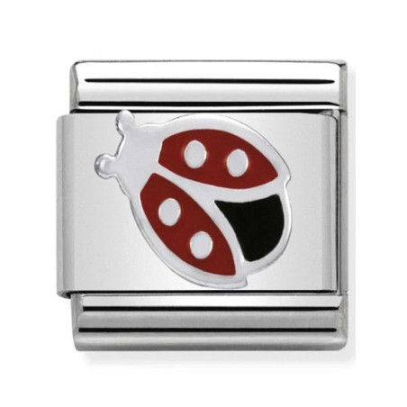 Maillon Nomination classic Animal Coccinelle rouge en Argent
