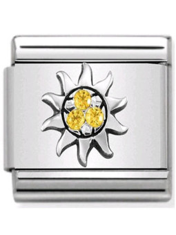 Maillon Nomination classic soleil et oxydes jaunes en Argent