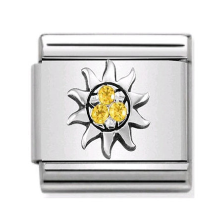 Maillon Nomination classic soleil et oxydes jaunes en Argent