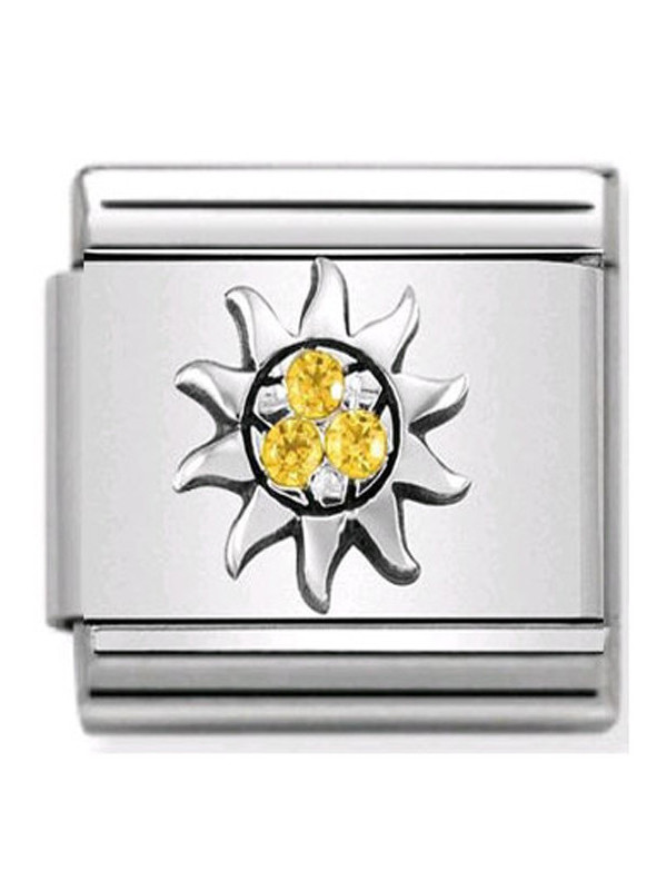 Maillon Nomination classic soleil et oxydes jaunes en Argent