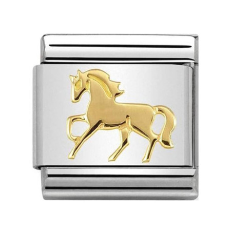 Maillon Nomination classic cheval au galop en Or