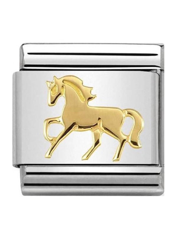 Maillon Nomination classic cheval au galop en Or