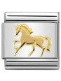 Maillon Nomination classic cheval au galop en Or