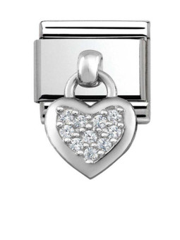 Maillon Nomination charms coeur pavé pierres